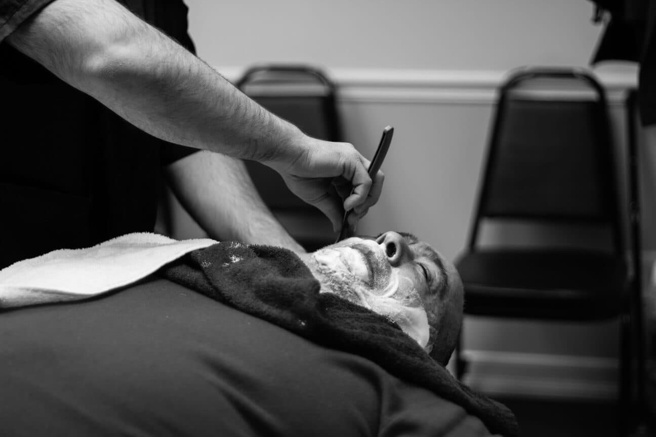Man getting a shave